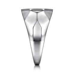 Online Gabriel & Co. Wide 925 Sterling Silver Faceted Signet Ring with Black Spinel Pave in High Polished Finish