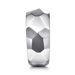 Discount Gabriel & Co. Wide 925 Sterling Silver Faceted Band in High Polished Finish