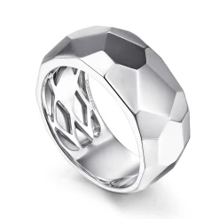 Discount Gabriel & Co. Wide 925 Sterling Silver Faceted Band in High Polished Finish