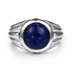 New Gabriel & Co. Wide 925 Sterling Silver Lapis Mens Ring in High Polished Finish