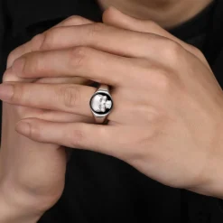 Sale Gabriel & Co. Wide 925 Sterling Silver Onyx Signet Ring with Skull