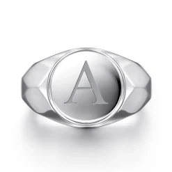 Sale Gabriel & Co. Wide 925 Sterling Silver Round Signet Ring in High Polished Finish