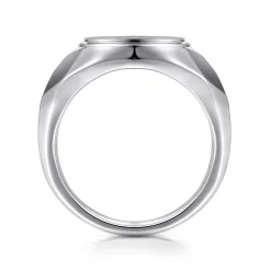 Sale Gabriel & Co. Wide 925 Sterling Silver Round Signet Ring in High Polished Finish