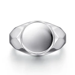 Sale Gabriel & Co. Wide 925 Sterling Silver Round Signet Ring in High Polished Finish