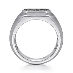 Outlet Gabriel & Co. Wide 925 Sterling Silver Signet Ring with Black Spinel in High Polish Finish
