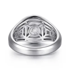 Hot Gabriel & Co. Wide 925 Sterling Silver Skull Signet Ring in Sand Blast Finish