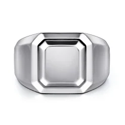 Best Gabriel & Co. Wide 925 Sterling Silver Square Men's Faceted Signet Ring