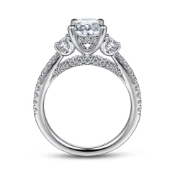 Outlet Gabriel & Co. Wilda - 18K White Gold Oval Three Stone Diamond Engagement Ring
