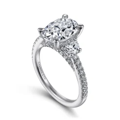Outlet Gabriel & Co. Wilda - 18K White Gold Oval Three Stone Diamond Engagement Ring