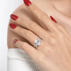 New Gabriel & Co. Willa - 14K White Gold Asymmetrical Burst Oval Diamond Engagement Ring