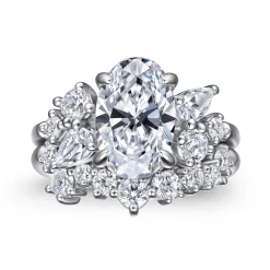 New Gabriel & Co. Willa - 14K White Gold Asymmetrical Burst Oval Diamond Engagement Ring