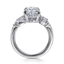 New Gabriel & Co. Willa - 14K White Gold Asymmetrical Burst Oval Diamond Engagement Ring