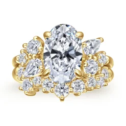 Best Gabriel & Co. Willa - 14K Yellow Gold Asymmetrical Burst Oval Diamond Engagement Ring