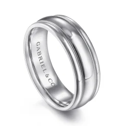 Outlet Gabriel & Co. William - 14K White Gold 7mm - Men's Wedding Band in High Polished Finish