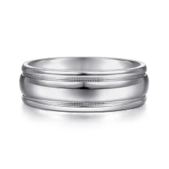 Outlet Gabriel & Co. William - 14K White Gold 7mm - Men's Wedding Band in High Polished Finish