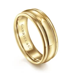 Discount Gabriel & Co. William - 14K Yellow Gold 7mm - Men's Wedding Band in High Polished Finish