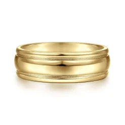 Discount Gabriel & Co. William - 14K Yellow Gold 7mm - Men's Wedding Band in High Polished Finish