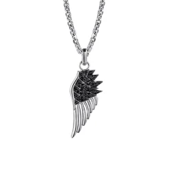 Gabriel & Co. Wing Pendant Necklace 925 Sterling Silver Black Spinel