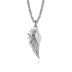 Gabriel & Co. Wing Pendant Necklace 925 Sterling Silver Black Spinel