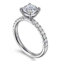 Clearance Gabriel & Co. Winslow - 18K White Gold Cushion Cut Diamond Engagement Ring
