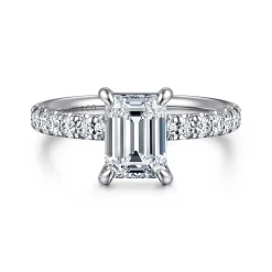New Gabriel & Co. Winslow - 18K White Gold Emerald Cut Diamond Engagement Ring