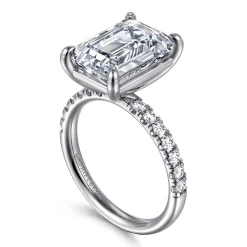 New Gabriel & Co. Winslow - 14K White Gold Emerald Cut Diamond Engagement Ring