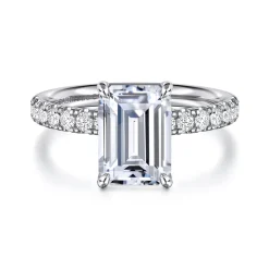 Best Gabriel & Co. Winslow - 14K White Gold Emerald Cut Diamond Engagement Ring