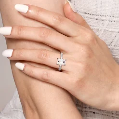 Best Gabriel & Co. Winslow - 14K White Gold Emerald Cut Diamond Engagement Ring