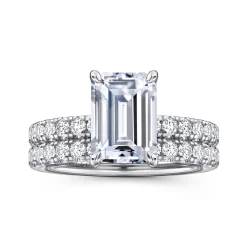 Best Gabriel & Co. Winslow - 14K White Gold Emerald Cut Diamond Engagement Ring