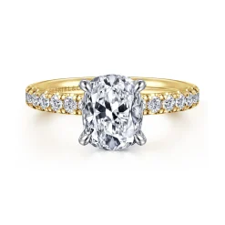 Hot Gabriel & Co. Winslow - 14K White-Yellow Gold Elongated Cushion Diamond Engagement Ring