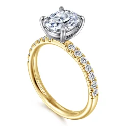 Hot Gabriel & Co. Winslow - 14K White-Yellow Gold Elongated Cushion Diamond Engagement Ring