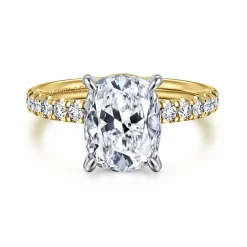 Best Gabriel & Co. Winslow - 14K White-Yellow Gold Elongated Cushion Diamond Engagement Ring