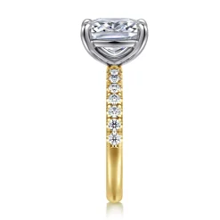 Best Gabriel & Co. Winslow - 14K White-Yellow Gold Elongated Cushion Diamond Engagement Ring