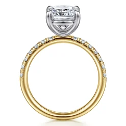 Best Gabriel & Co. Winslow - 14K White-Yellow Gold Elongated Cushion Diamond Engagement Ring