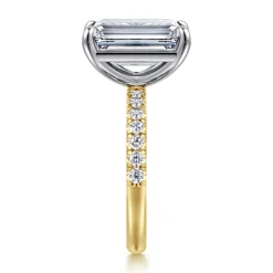 Best Gabriel & Co. Winslow - 14K White-Yellow Gold Emerald Cut Diamond Engagement Ring