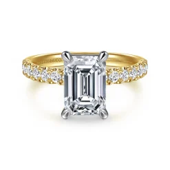 Gabriel & Co. Winslow - 14K White-Yellow Gold Emerald Cut Diamond Engagement Ring