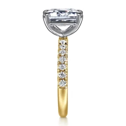 Gabriel & Co. Winslow - 14K White-Yellow Gold Emerald Cut Diamond Engagement Ring