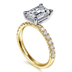 Gabriel & Co. Winslow - 14K White-Yellow Gold Emerald Cut Diamond Engagement Ring