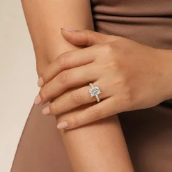 Sale Gabriel & Co. Winslow - 14K White-Yellow Gold Emerald Cut Diamond Engagement Ring
