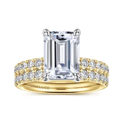 Sale Gabriel & Co. Winslow - 14K White-Yellow Gold Emerald Cut Diamond Engagement Ring