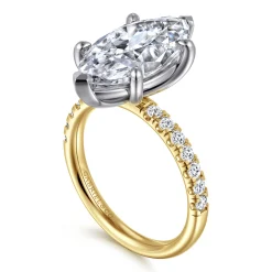 Best Gabriel & Co. Winslow - 14K White-Yellow Gold Marquise Shape Diamond Engagement Ring