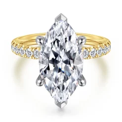 Best Gabriel & Co. Winslow - 14K White-Yellow Gold Marquise Shape Diamond Engagement Ring