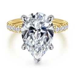 Outlet Gabriel & Co. Winslow - 14K White-Yellow Gold Pear Shape Diamond Engagement Ring