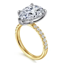 Outlet Gabriel & Co. Winslow - 14K White-Yellow Gold Pear Shape Diamond Engagement Ring