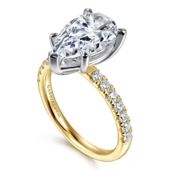 Sale Gabriel & Co. Winslow - 14K White-Yellow Gold Pear Shape Diamond Engagement Ring