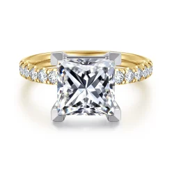 Hot Gabriel & Co. Winslow - 14K White-Yellow Gold Princess Cut Diamond Engagement Ring