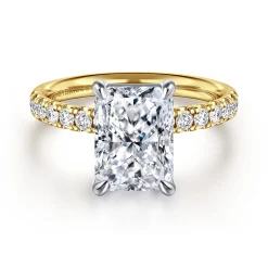 Best Gabriel & Co. Winslow - 14K White-Yellow Gold Radiant Cut Diamond Engagement Ring