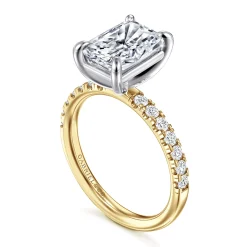 Best Gabriel & Co. Winslow - 14K White-Yellow Gold Radiant Cut Diamond Engagement Ring
