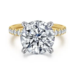 Discount Gabriel & Co. Winslow - 14K White-Yellow Gold Round Diamond Engagement Ring