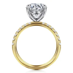 Discount Gabriel & Co. Winslow - 14K White-Yellow Gold Round Diamond Engagement Ring